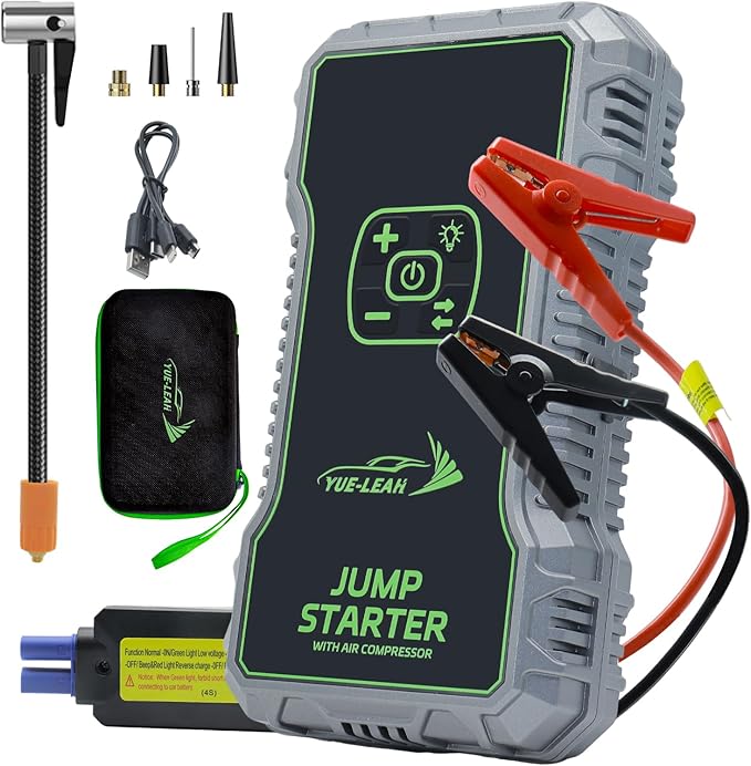 K10A 1000A Jump Starter, Portable Car Battery Jump Starter with Air Compressor, 12V Lithium Battery Booster Pack, Power Bank