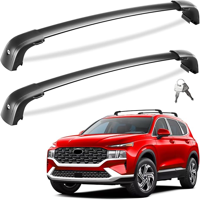 Tuyoung Roof Rack Cross Bars Compatible with 2019-2023 Hyundai Santa Fe & Santa Fe Hybrid, 220lbs Lockable Anti-Theft Aluminum Roof Rail Crossbars Luggage Carrier Kayak Bike Cargo Accessories