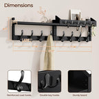 Evermagin 35" Coat Rack Wall Mount with Shelf, 4 in 1 Wall Mounted Coat and Key Hanger with 13 Hooks, Entryway Key Holder wit