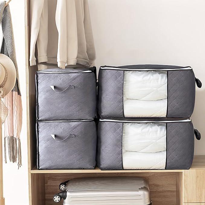 6 Pack Under Bed Storage Containers + 6 Pack Clothes Storage Bags