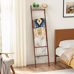 BAMBANG 6-Tier Blanket Ladder for Living Room, Blanket Quilt Ladder Rack Rustic Decorative Towel Holder, Wall Leaning Blanket