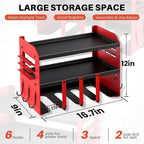 Power Tool Organizer Wall Mount - 120Lbs Load 3 Layers Storage Rack 4 Drill Holders for Drills Cordless Heavy Duty lron Garag