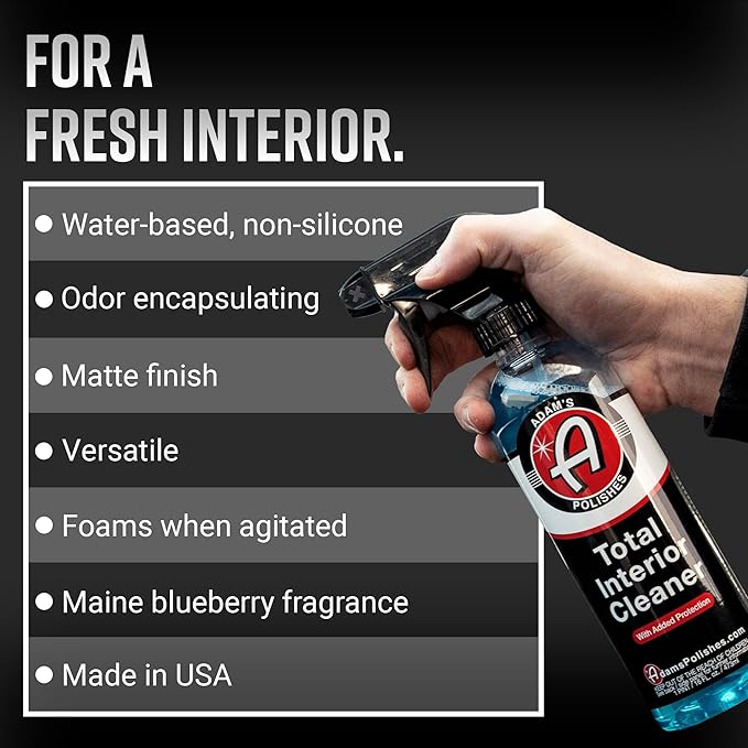 Adam's Polishes Total Interior Cleaner & Protectant, Quick Detailer & SiO2 Protection, Ceramic Infused, Anti-Static, OEM Fini