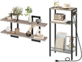 HOOBRO Floating Shelves and Console Table Bundle, Wall Mounted Shelf Set of 2, 15.7" Narrow Entryway Table with Charging Stat