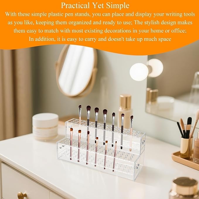 96-Slots Pen Display Stand,2-Tier Acrylic Pen Holder for Craft Shows,12mm Beadable Pens Stand Paint Brush Holder Pencil Organ