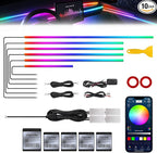 Dreamcolor Acrylic Interior Car LED Strip Light with Wireless APP, Dual Zone RGB 10 in 1 with 175 inches 593 Neon Car Ambient Lighting Kits, Music Sync LEDs Fiber Optic Strip Neon Lights for Car
