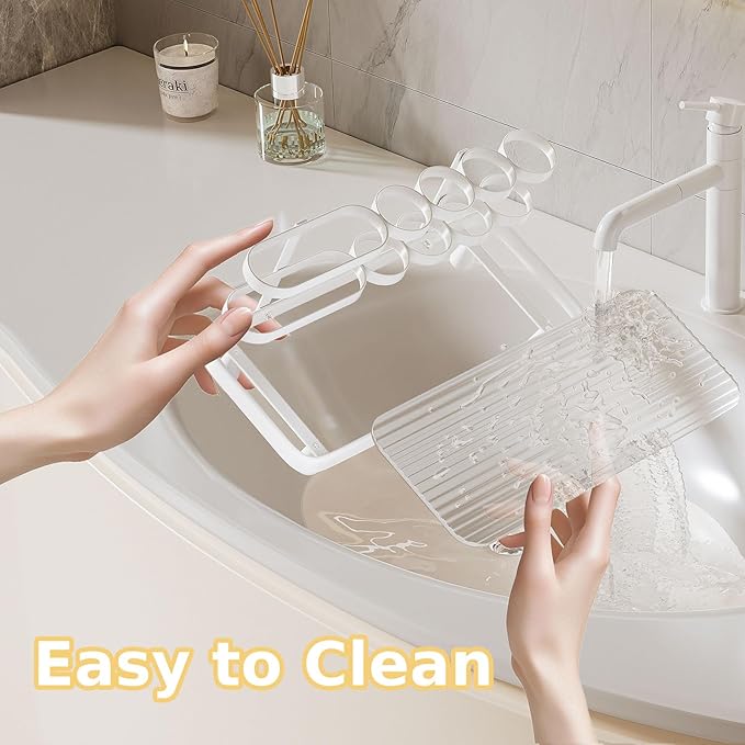 YOOLENS Electric Toothbrush Holder for Bathroom Countertop 5 Metal Slots Toothpaste Razor Mouthwash Organizer, White