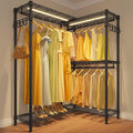 VIPEK L4L Portable Closet with Dimmable LED Lights, L Shaped Clothes Rack for Corner Space-Saving Storage, 3 Hanger rods for 