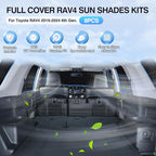 Sunsdrew 8PCS Foldable Sun Shades for 2019-2025 Toyota RAV4 Accessories Car Windshield&Side Windows Shade Cover Blocks 99% UV&Heat Privacy Protection Keeps RAV4 Cool All Black