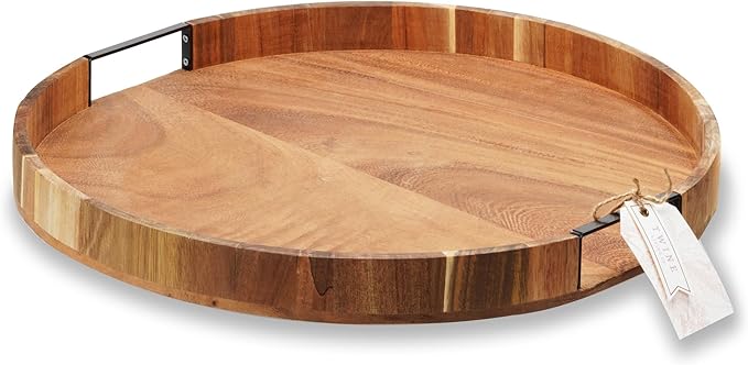 Twine Lazy Susan 20 inch Wooden Serving Board, Countertop Lazy Susan for Kitchen Decor, Turntables for Kitchen Countertop Dec