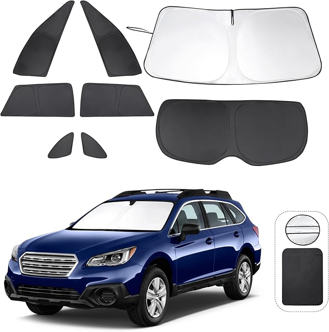 TINGLU Window Shades for Subaru Outback Wagon 2015-2019 8PCS Accessories Car Side Full Windows Cover Camping Rear Triangular Windshield Sun Shade Sun UV Rays Privacy Protection