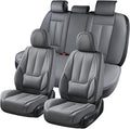 Coverado Car Seat Covers Full Set, Seat Covers for Cars, Gray Car Seat Protector Waterproof, Nappa Leather Car Seat Cushion, 