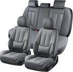 Coverado Car Seat Covers Full Set, Seat Covers for Cars, Gray Car Seat Protector Waterproof, Nappa Leather Car Seat Cushion, 