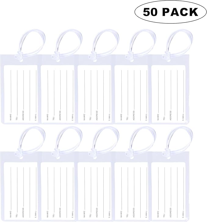 50 Pack Luggage Tags for Suitcases, Airplane Travel Essentials for Flying, International Travel Must Haves, and Luggage Acces