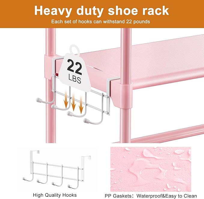 WOWLIVE 9 Tiers Large Shoe Rack White Shoe Rack Organizer for Closet 50-55 Pairs Stackable Heavy Duty Shoe Shelf Shoe Storage