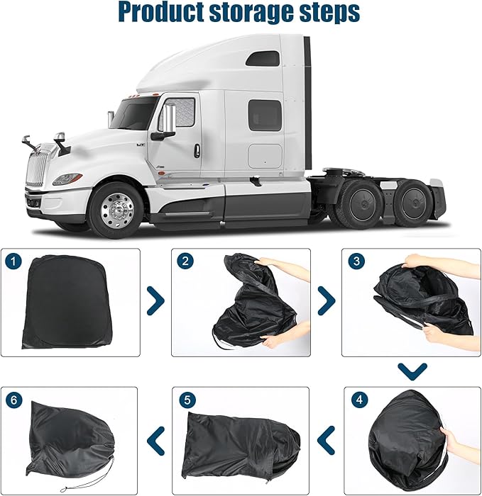 Side Window Sun Shade for International Lonestar LT MV Series 2018-2026, Custom Fit 210T Reflective Sunshade for Semi Truck, 6-Layer Heat Insulation Privacy Protector,2PCS