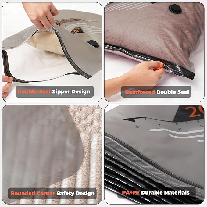 Travel Vacuum Storage Bags with Rechargeable Cordless Pump, Portable Compression Packing Seal Bags, Space Saver Packing Bag f