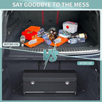 XCF Car Organizer Trunk, Durable Collapsible Leather Trunk Organizer with Lid and Sturdy Handle, Auto Cargo Storage Compartment