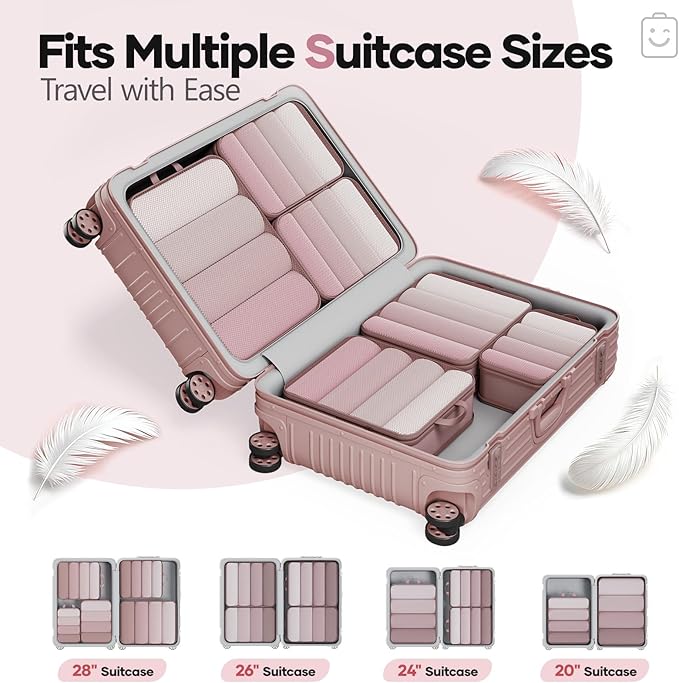 Veken 6/9/11 Set Compression Packing Cubes for Travel Essentials,Compressible Expandable Large Luggage Suitcase Organizer Bag