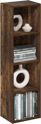 Furinno PASIR Book Shelf, 4-Tier Modern Bookshelf, Open Shelves Bookcase 9 x 12 x 42, Easy Assembly, for Living Room, Bedroom