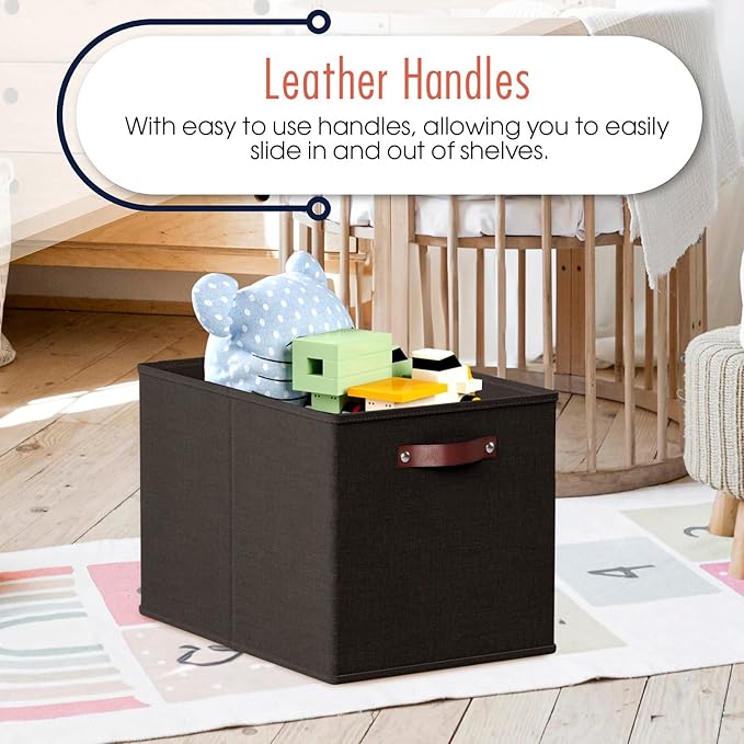 Ornavo Home 13 x 15 x 13 Kallax Storage Cube Bins, Foldable Collapsible Fabric Storage Bins Box Linen Shelf Basket Cube Organ