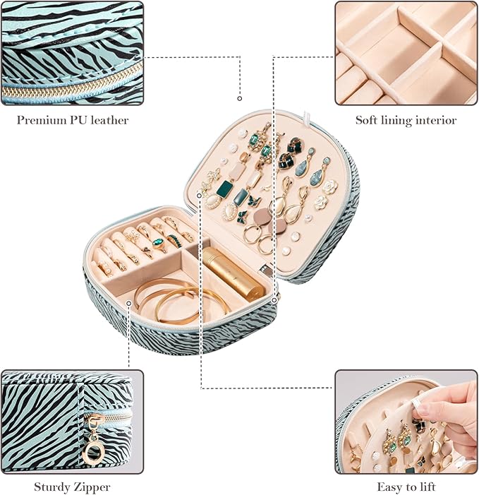 ProCase Travel Size Jewelry Box, Medium Portable Seashell-Shaped Jewelry Case, 2 Layer Jewelry Organizer in PU Leather for Wo