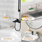 LEVERLOC Soap Holder Suction Cup for Shower, 2 Pack Bar Soap Dish Holder for Shower Wall Mounted NO-Drilling, Plastic Self Dr
