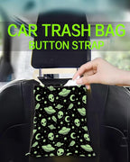 Car Garbage Can, Hanging Car Trash Can Bag for Vehicle, Cute Car Back Seat Organizer, Cute Green Alien