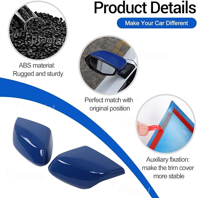 Door Rear View Mirror Cover Cap Compatible with Chevrolet Corvette C8 2020-2026, ABS Side View Mirror Cover, Auto Door Rearview Mirror Protective Trim Cap 2Pcs (Blue)