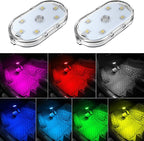 2 PCS Car Led Lights Interior,7 Colors Ambient Lighting Car Interior,USB Rechargeable Car Interior Reading Light,Portable Led Lights for Car