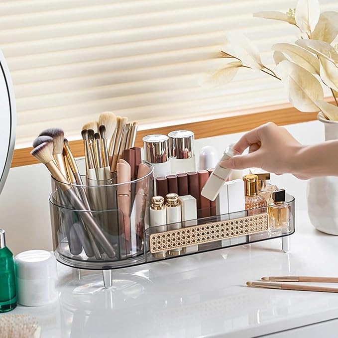 Booklov Roating Makeup Organizer for Vanity, Large Capacity Cosmetic Display Case, Clear Acrylic Countertop Beauty Storage Ho