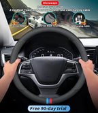 Custom-Fit for Nissan Steering Wheel Cover, Premium Leather Car Steering Wheel Cover with Logo, Non-Slip, Breathable, for Nissan Accessories (D-Style,for Nissan)