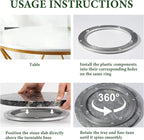 Koville 12'' Black Marble Lazy Susan for Dinning, Marble Turntable for Kitchen Counter, Lazy Susans Organizer for Cabinet, Se