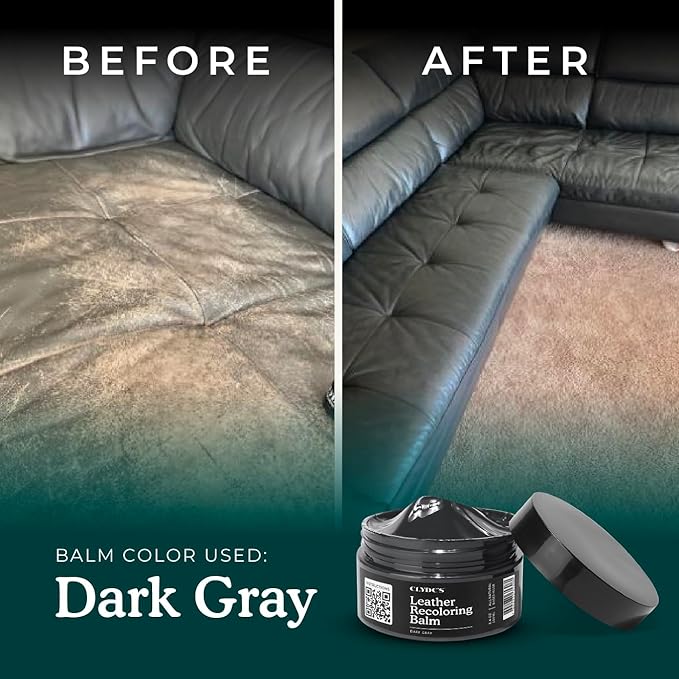 Clyde's™ Recoloring Balm | Non-Toxic Material Dye & Restorer for Furniture, Car Seats, & More | 23 Colors (Dark Gray, 50ML)