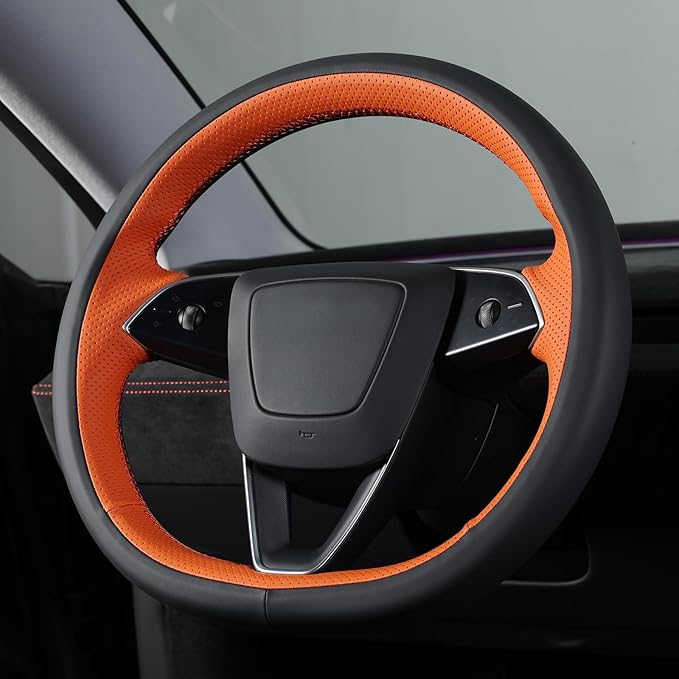 MEWANT DIY Stitching 3D Style Steering Wheel Cover Wrap for Tesla Model 3 Highland 2023-2025/Model Y 2025 Highland for Tesla Model 3/Model Y Accessories(3D Style)