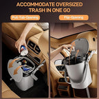 Trash Can for Car Garbage: Leakproof Silicone Car Waste Bin w/Lid for Drivers and Passengers; 2 Gallon Garbage Container for Vehicle, Sedan, SUV, Van, MPV & Truck (Gray)