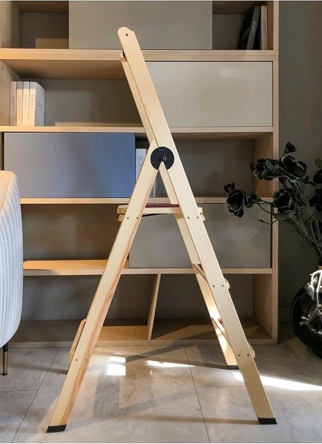 Rustic Wooden Ladder Decorative Blanket Ladder Beige Farmhouse Style Towel Rack Home Decor - Beige
