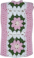Handmade Crochet Pink and Green Cute Flower Steering Wheel Covers Universal 14-15 inch for Women and Men,New Car Gift,Handmade Gift,Gift for her