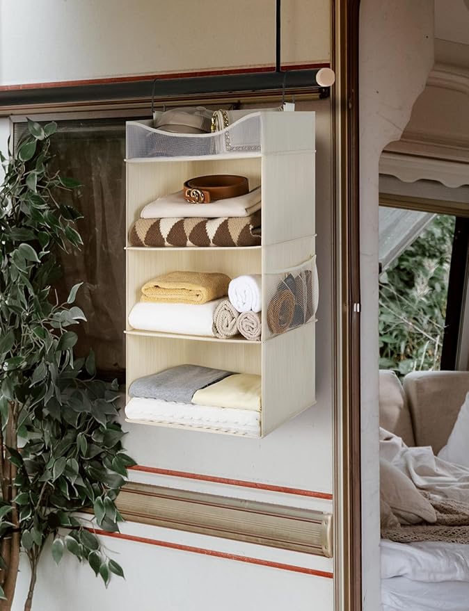 StorageWorks Hanging Closet Organizer, 3-Shelf Hanging Closet Shelves with Top Shelf, 15 ¾"W x 12" D x 31" H, Extra-Large Spa