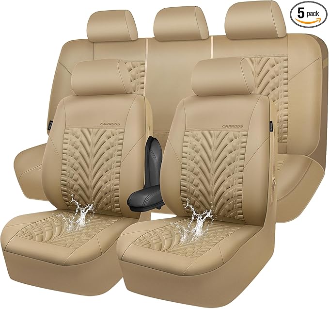 CAR PASS Neoprene Waterproof Seat Covers Full Sets, Wetsuit Car Seat Covers 5 Seats Universal Fit for Vans, Truck, SUV, 3D Ty