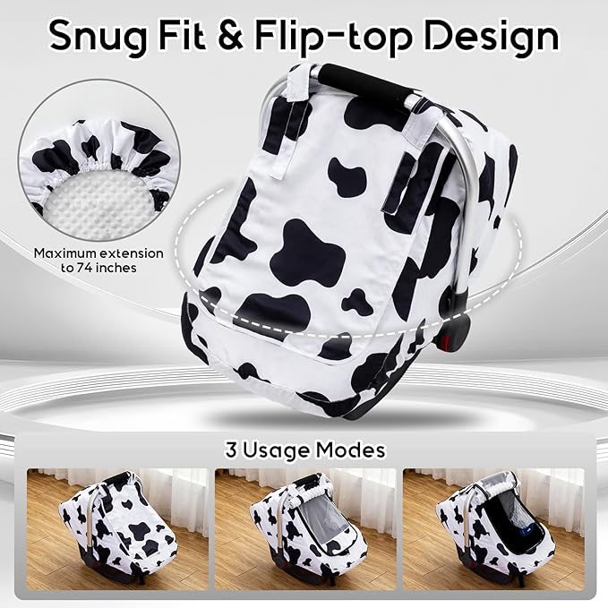 Baby Car Seat Cover, Extra Large Mesh Carseat Cover for Boys Girls, Infant Car Seat Cover with Privasy Sunshades & 3D Mink Do