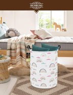 HUNRUNG Laundry Hamper,Large Canvas Fabric Lightweight Storage Basket Toy Organizer Dirty Clothes Collapsible Waterproof for 