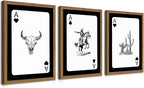 Western Cowboy Wall Art Set of 3 Cowboy Print Playing Card Inspired Southwestern Canvas Poster Trendy Western Wall Decor Long