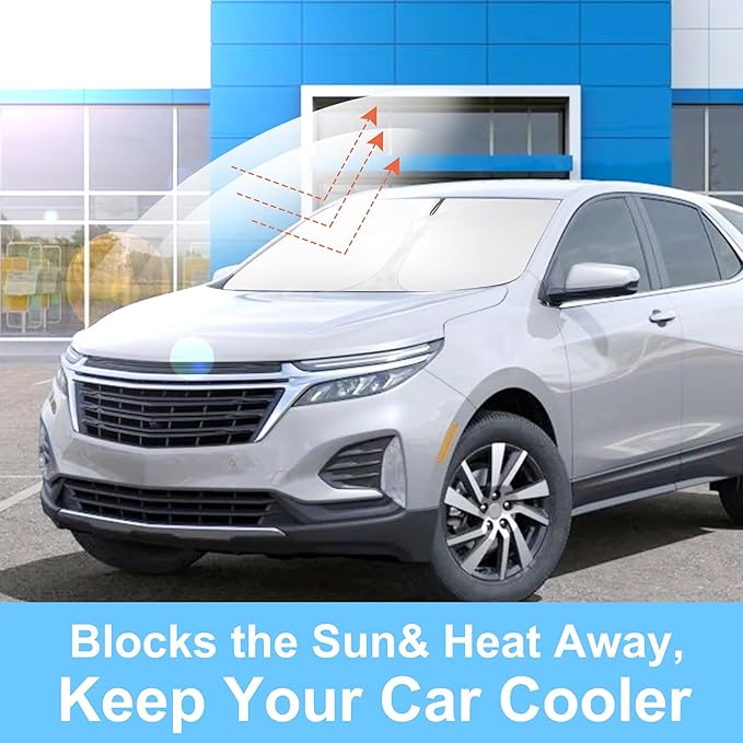 Front Windshield Sun Shade Foldable Car Front Window Sun Shade Windshield Shade Custom Fit for 2018-2026 Che-vrolet Equinox Block UV Rays Accessories Heat Keep Cooler