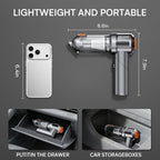 Handheld Car Vacuum Cordless,3 Suction Modes,Portable Mini Cordless Cleaner with 19000pa Suction Power,Type-C Charge,Handheld