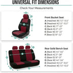 FH Group Bright Flat Cloth Full Set Car Seat Covers, Burgundy/Black- Fit Most Car, Truck, SUV, or Van