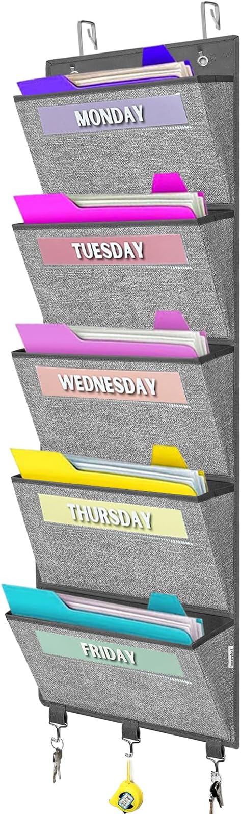 homyfort Over the Door hanging File Organizer, Weekly Hanging File Folders, Wall Organizers and Storage for Mail, Magazine, N