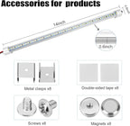Car 12V Interior LED Light Bar 48 LEDs Strip Lights with Switch and Magnets 6500K White Light for Car Van RV Cabinet Showcase Indoor Room Home 4 PCS Extendable