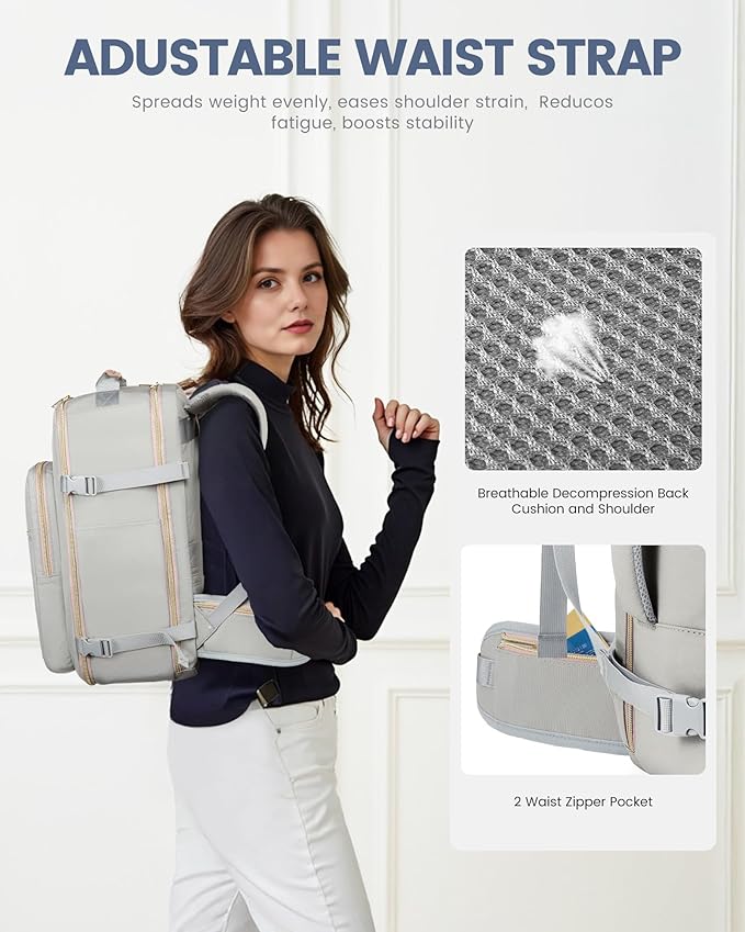 LOVEVOOK Travel Backpack for Women with Waist Strap,40L Cute Carry on Backpack Travels Essentials Personal Item Backpack for 