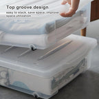 Citylife 2-Pack 57 QT Under Bed Storage Containers with Wheels, Clear Plastic Organizer Bins with Double-Opening Lids, Large 